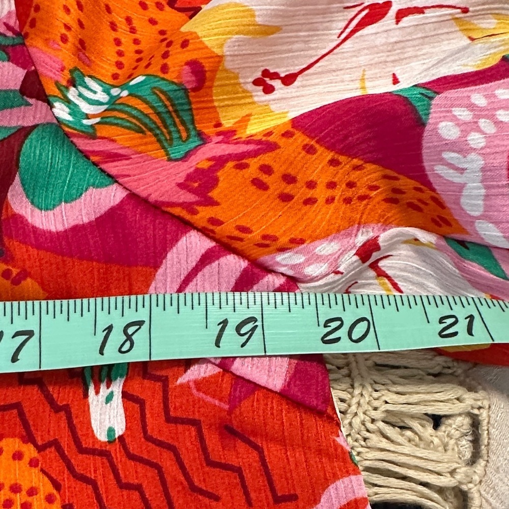 Hudson Gray Cottagecore Maximalism Boho Tropical Resort Floral Red/Pink Top SzM - Picture 12 of 13